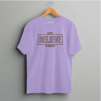 Self-Belief Believe in Yourself Motivational Oversized T-shirt Iris Lavender front