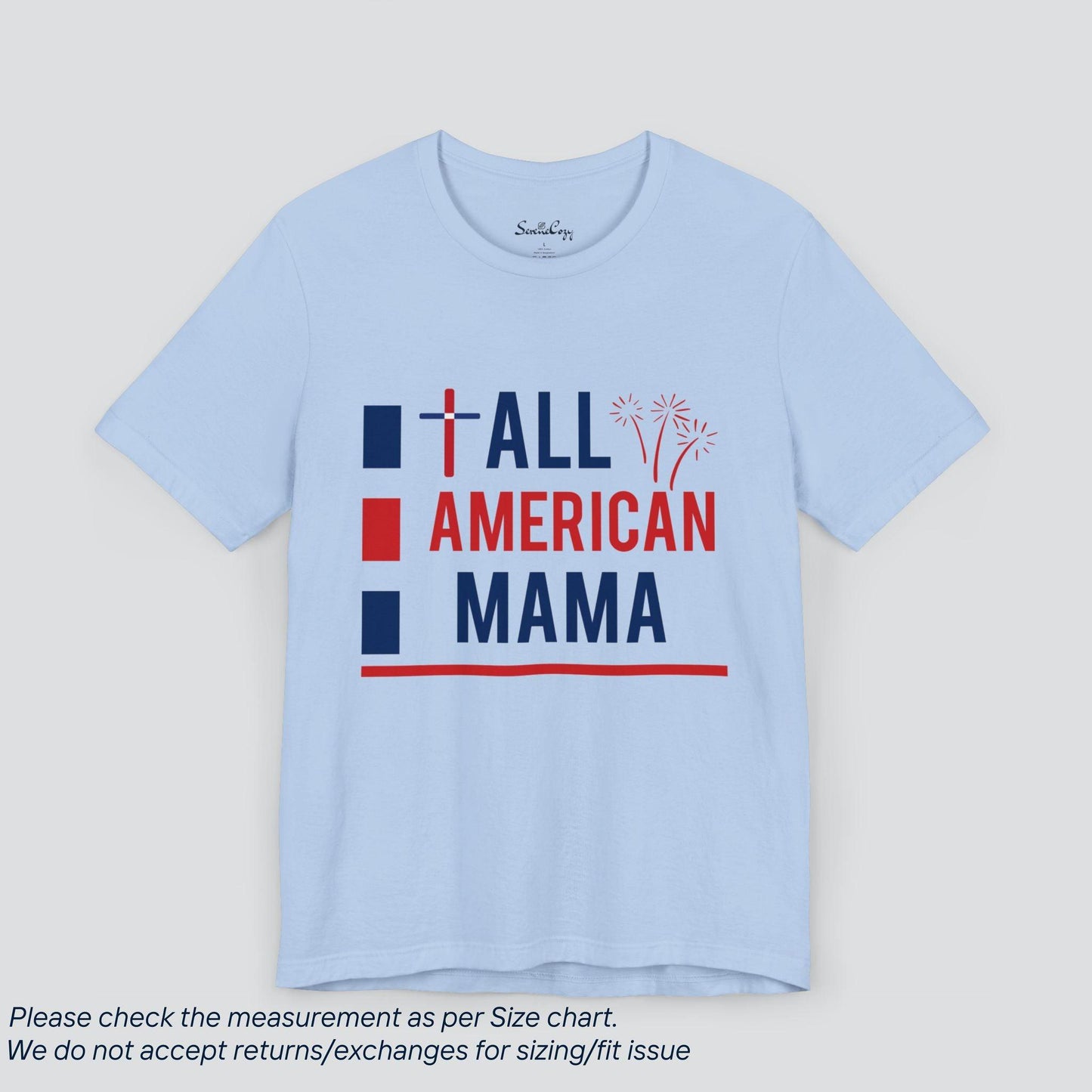 Patriotic All American Mama T-Shirt - SereneCozy