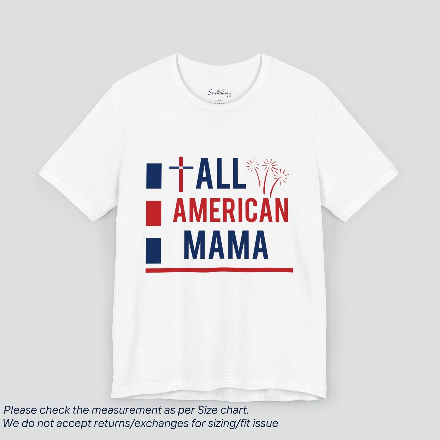 Patriotic All American Mama T-Shirt - SereneCozy