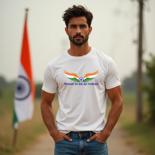 Proud To Be Indian Tshirts for Men| Tri Color Wings Patriotic Wear