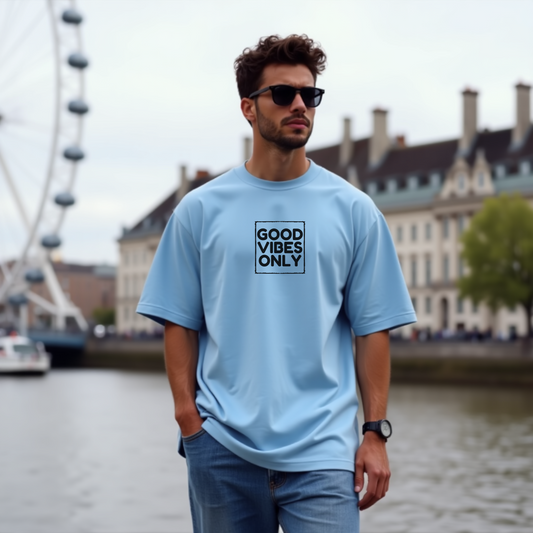 GOOD VIBES ONLY Oversized Tshirt - Premium Indian Positivity