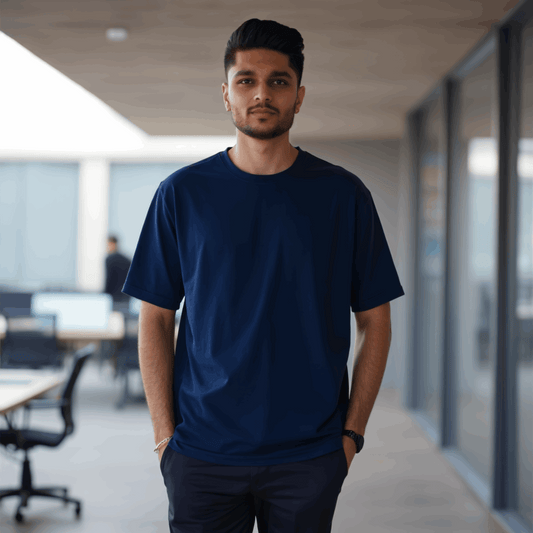 Premium Navy Blue Oversized T-shirt| Relaxed Fit