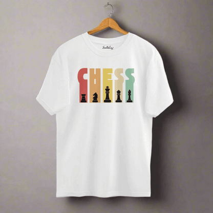 Strategic Chess Pieces Premium Silhouette Oversized T-shirt White Front