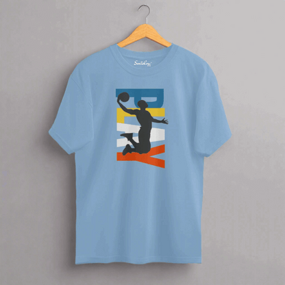 PLAY Basketball Silhouette Premium Oversized T-shirt Baby Blue Front