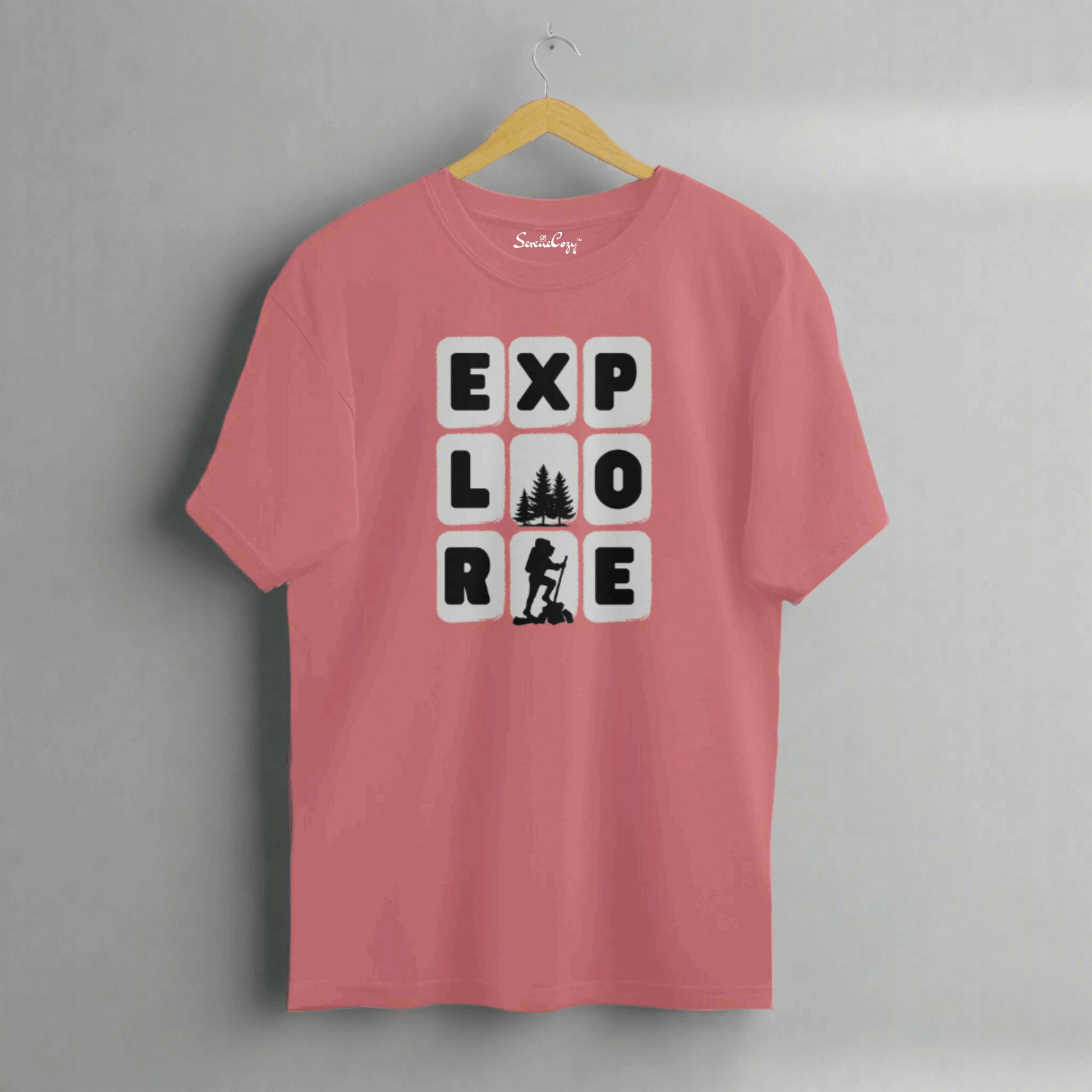 Explore Adventure Oversized T-shirt Premium Trekking T-shirt Dusty Rose Front