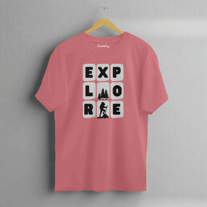 Explore Adventure Oversized T-shirt Premium Trekking T-shirt Dusty Rose Front