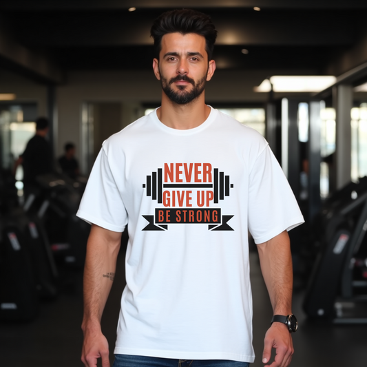 NEVER GIVE UP BE STRONG Gym Oversized Premium Tshirt