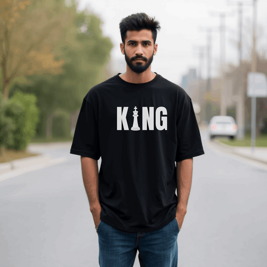 Royal Chess King Oversized Premium Black T-shirt | SereneCozy
