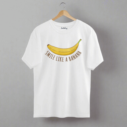Smile Like a Banana Oversized T-Shirt Fun & Quirky White front