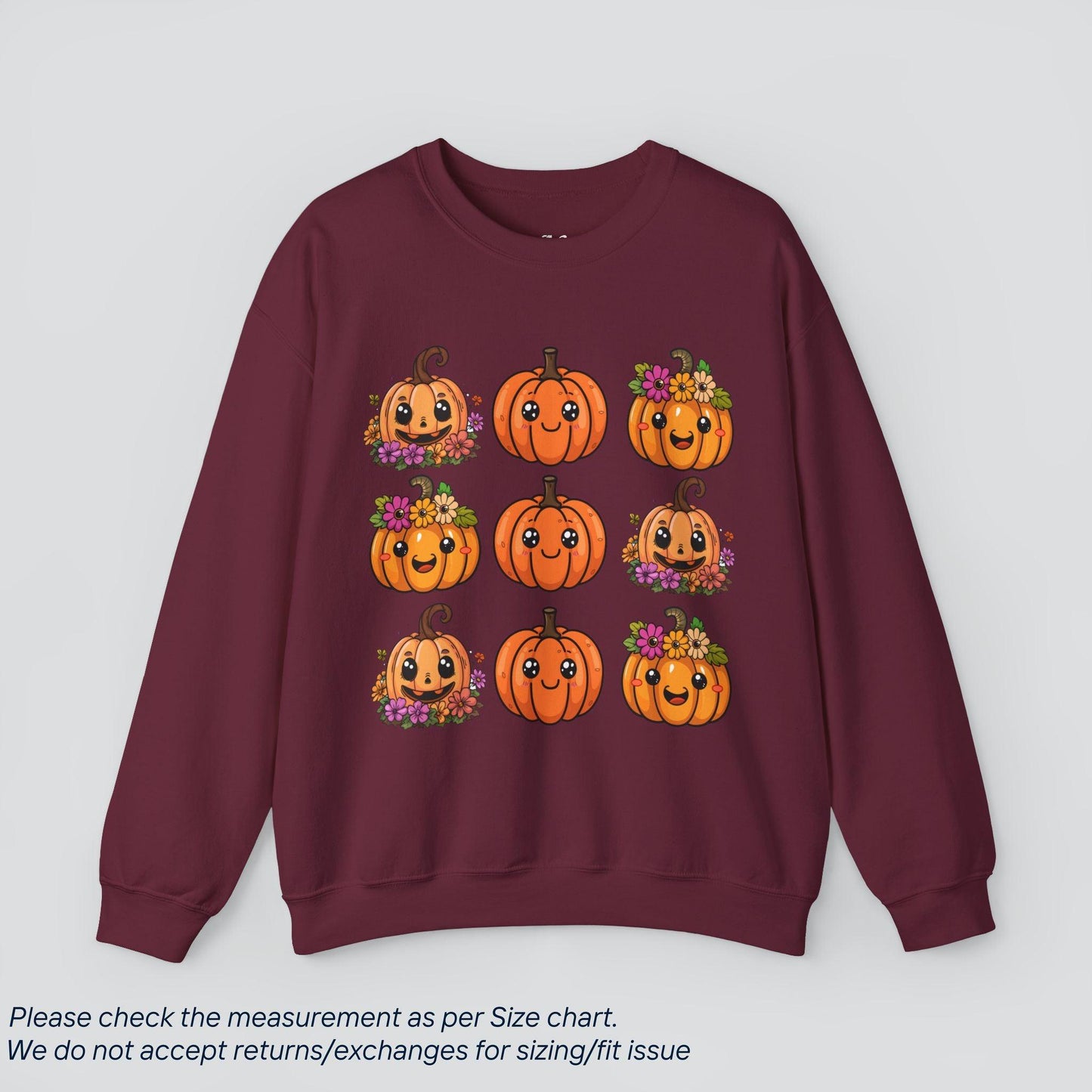 Cute Kawaii Halloween Floral Pumpkin Halloween Sweatshirt