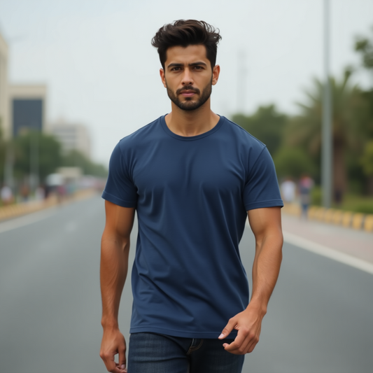Classic Smoke Blue color T-Shirt for Men | Premium Quality