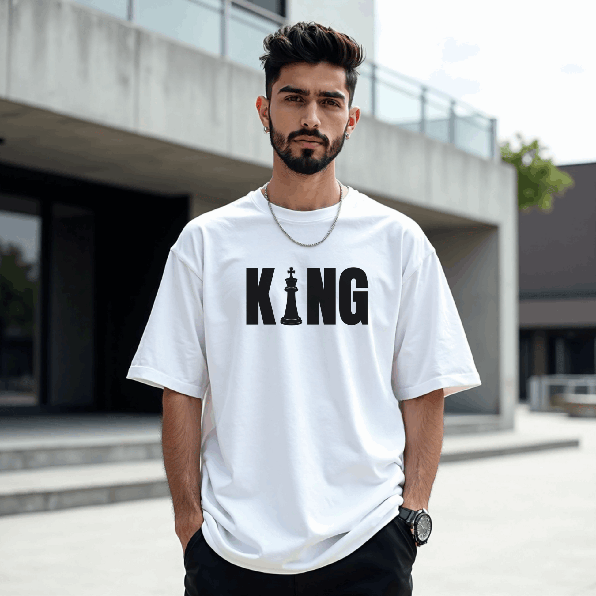 Royal Chess King Oversized Premium T-shirt | SereneCozy