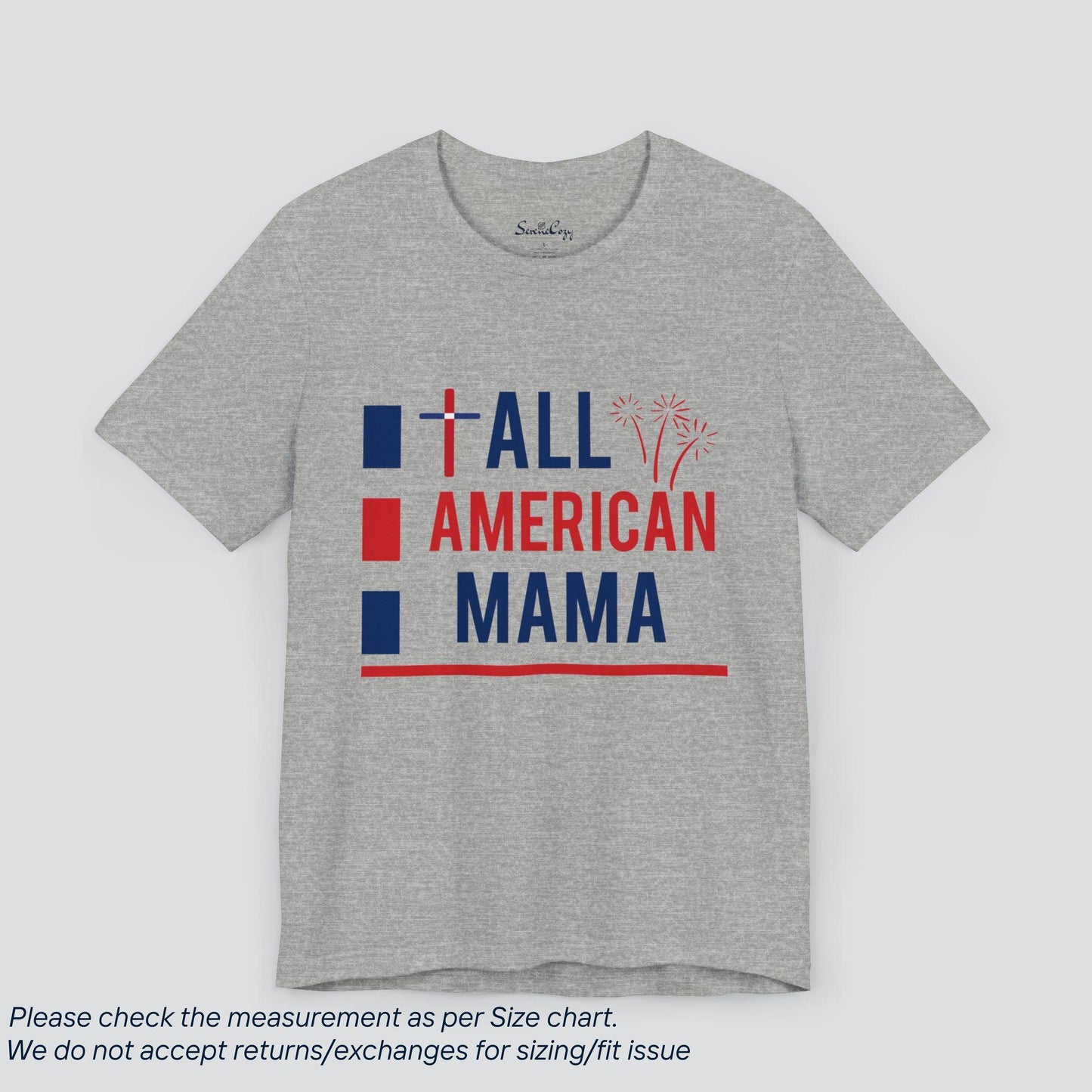 Patriotic All American Mama T-Shirt - SereneCozy