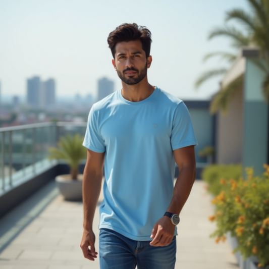 Classic Surf Blue color T-Shirt for Men | Premium Quality