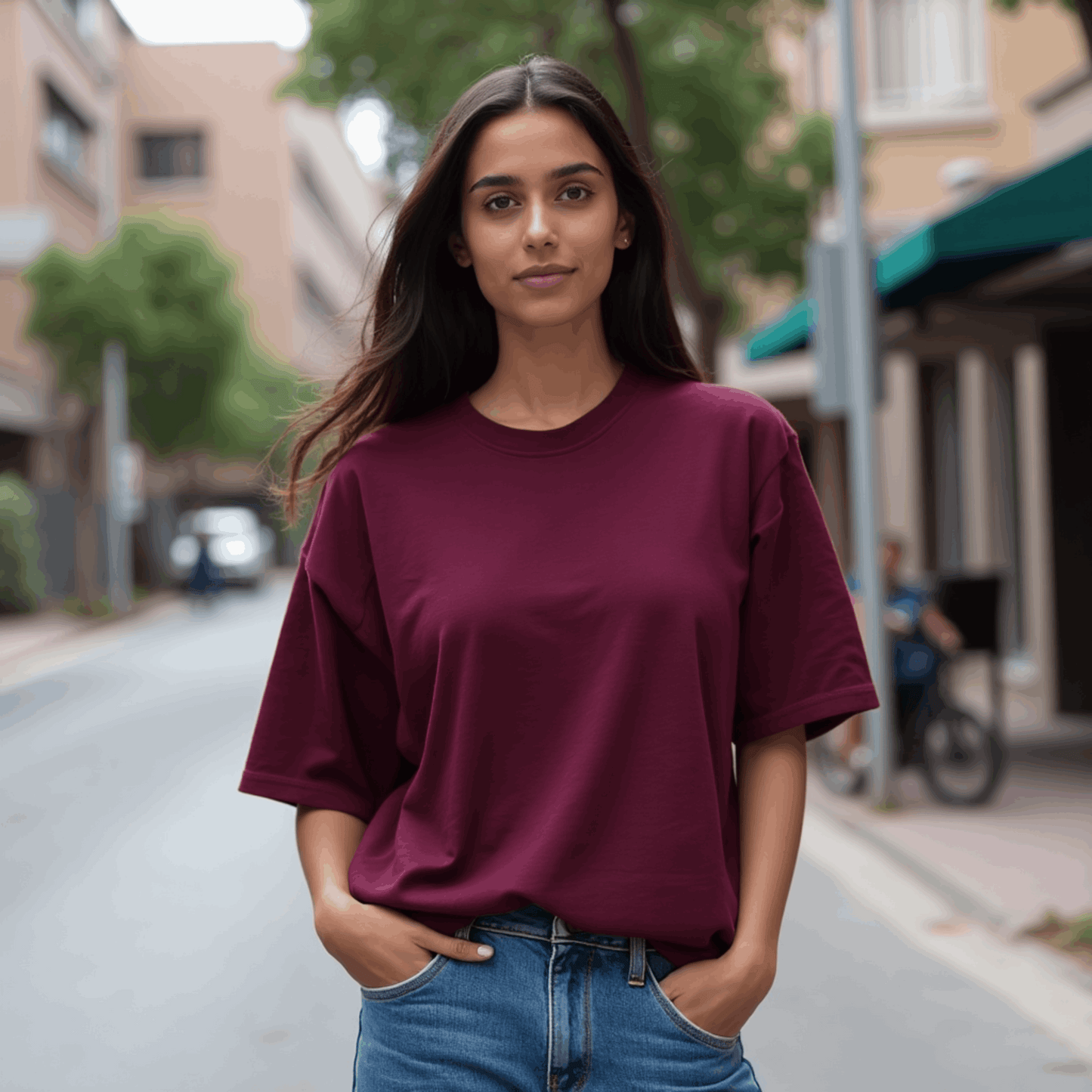 Premium Burgundy Oversized T-shirt| Relaxed Fit