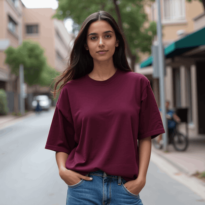 Premium Burgundy Oversized T-shirt| Relaxed Fit
