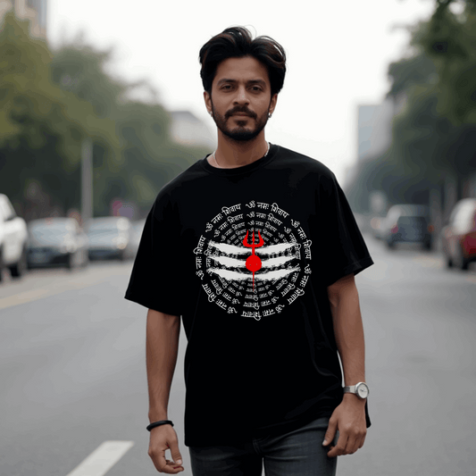 Divine Om Namah Shivay Spiritual Oversized T-shirt | SereneCozy