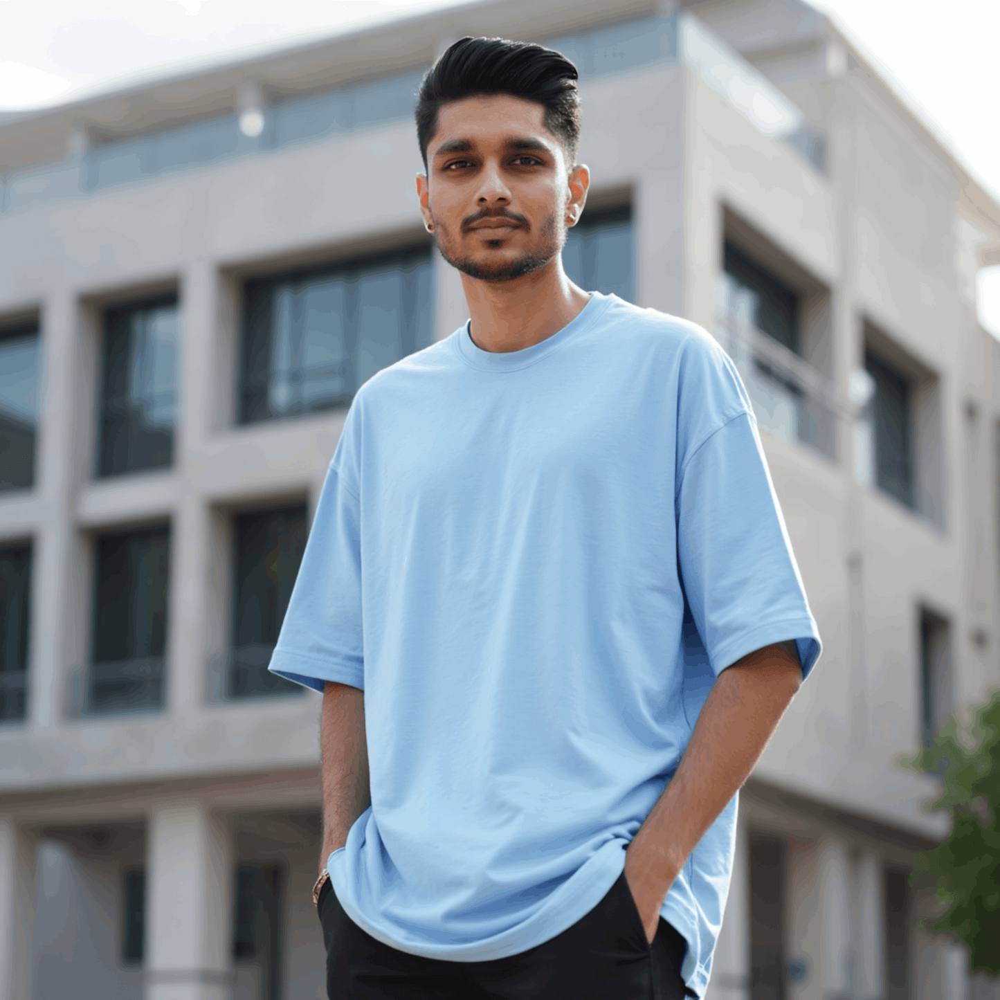 Premium Baby Blue Oversized T-shirt| Relaxed Fit