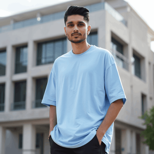Premium Baby Blue Oversized T-shirt| Relaxed Fit