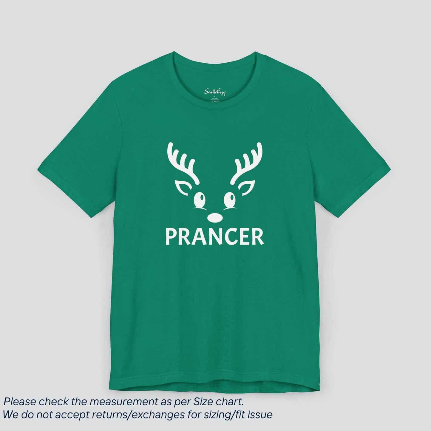 Prancer's Elegant Christmas Reindeer Crew T-shirt Premium US Cotton