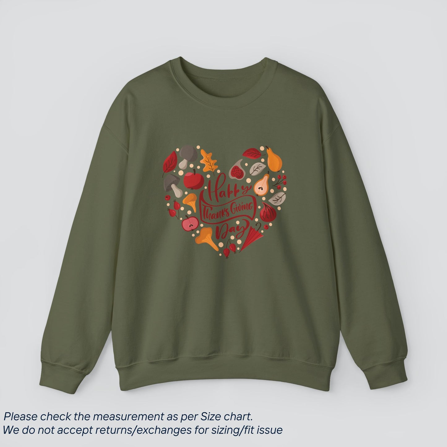 Happy Thanksgiving Day Sweatshirt - Heartfelt Holiday  Premium US Cotton