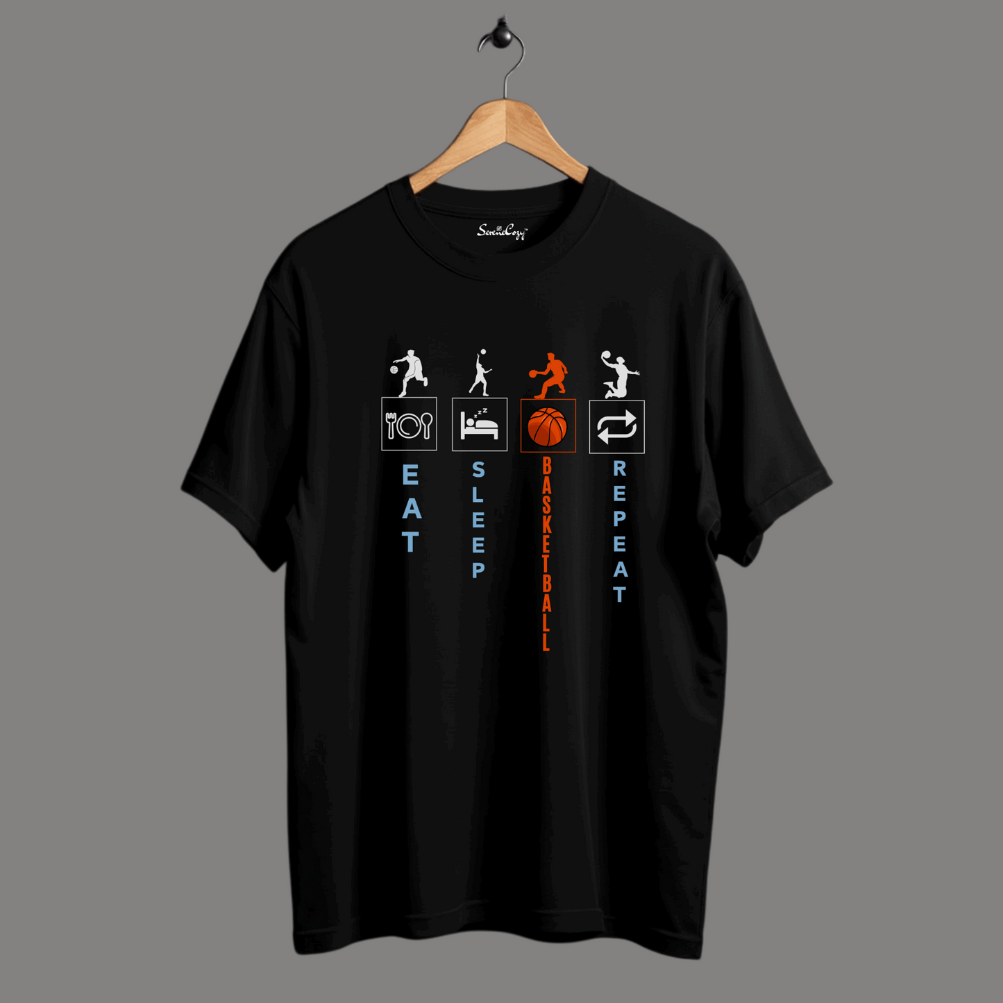 EAT SLEEP BASKETBALL REPEAT Oversized Premium Tshirt
