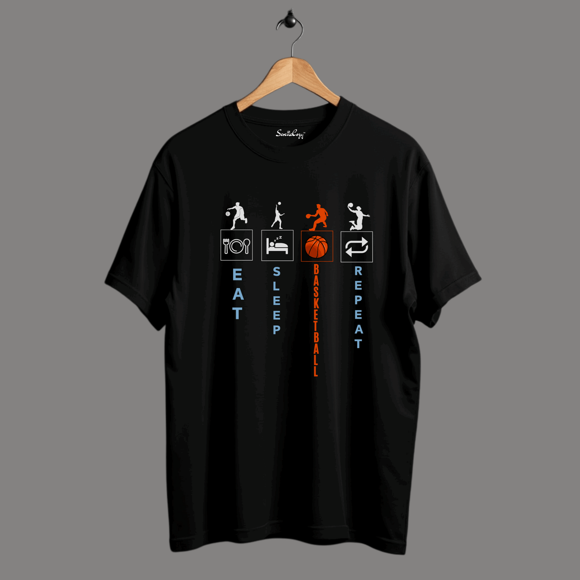 EAT SLEEP BASKETBALL REPEAT Oversized Premium Tshirt