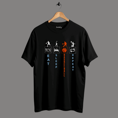 EAT SLEEP BASKETBALL REPEAT Oversized Premium Tshirt