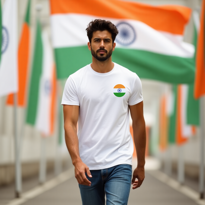 Indian Flag Logo Tshirts for Men | Patriotic Round Design Wear