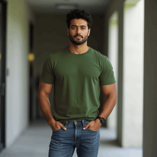 Classic Olive Green T-Shirt for Men Image 1