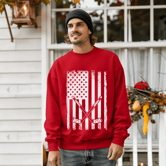 Patriotic USA Flag with Hockey Sweatshirt