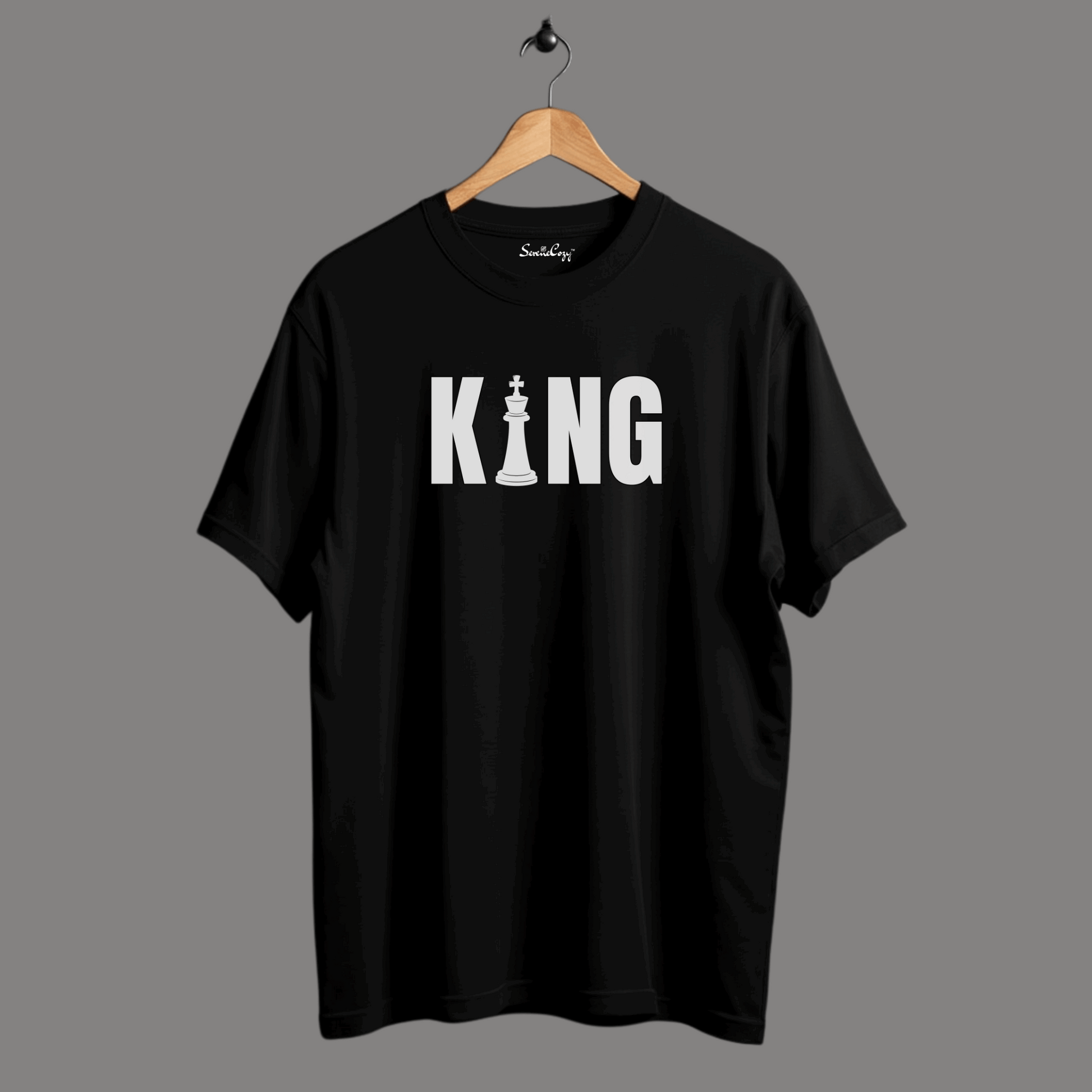 Royal Chess King Oversized Premium Black T-shirt | SereneCozy
