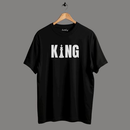 Royal Chess King Oversized Premium Black T-shirt | SereneCozy