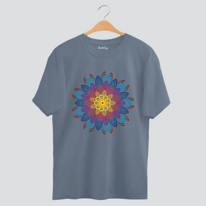 Mandala Art Grey Oversized T-Shirt
