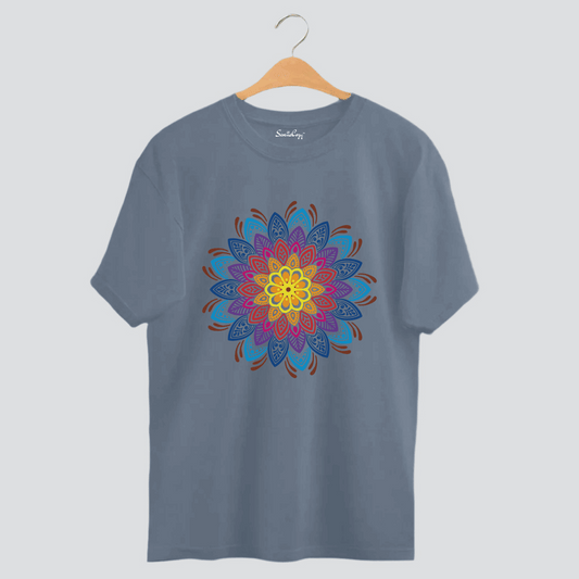 Mandala Art Grey Oversized T-Shirt