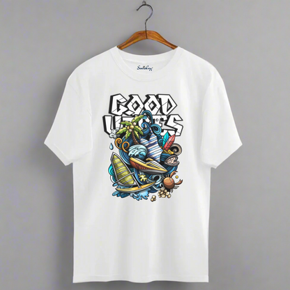 GOOD VIBES Graphic Oversized Tshirt - Premium Indian