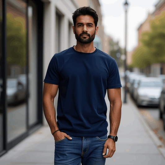 Classic Navy Blue T-Shirt for Men Premium Quality Image 1