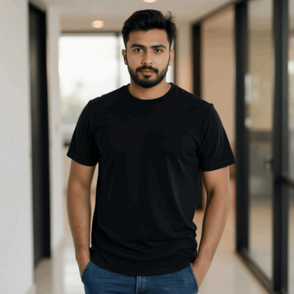 Classic Black T-Shirt for Men Premium Quality SereneCozy Image 1