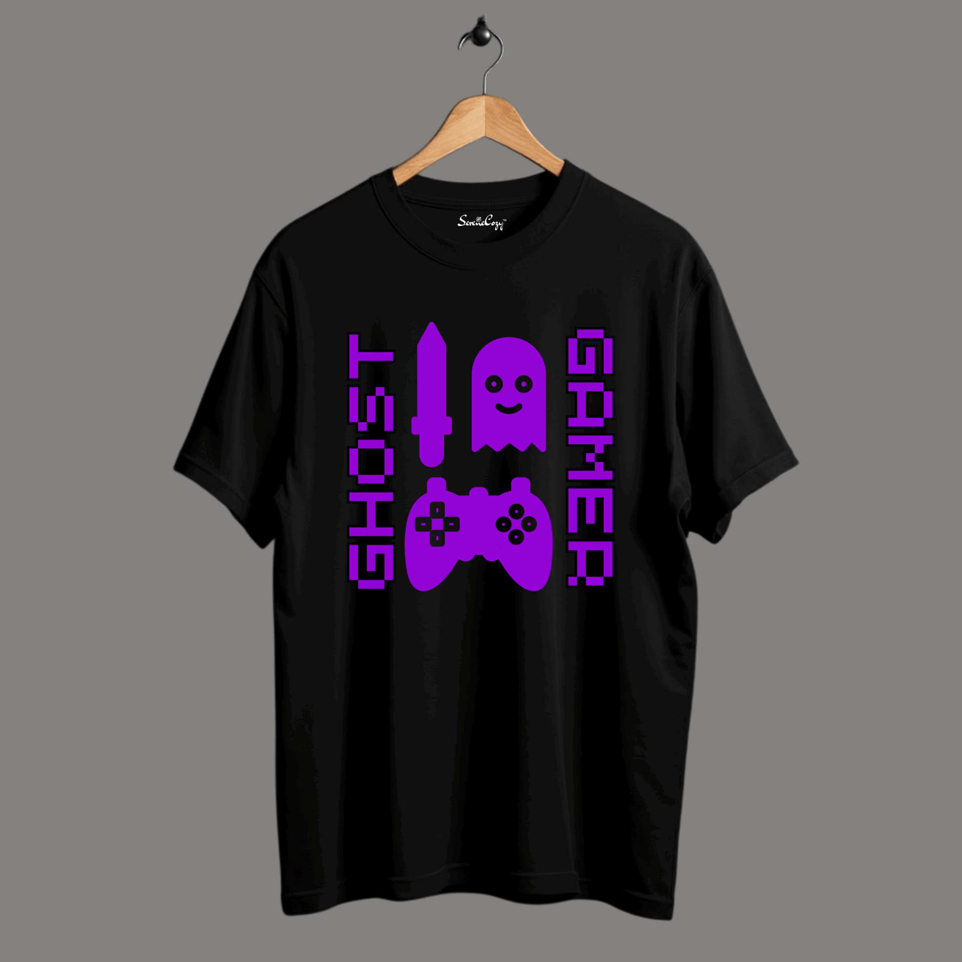 Ghost Gamer Black Oversized T-Shirt