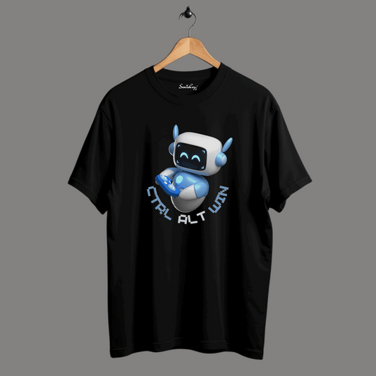 Ctrl Alt Win Black Oversized T-Shirt